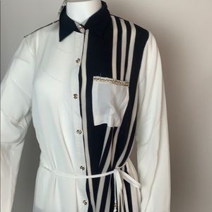 Black and white long dress top